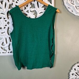 Kenneth Cole Green Tank Top Studs Zipper XL